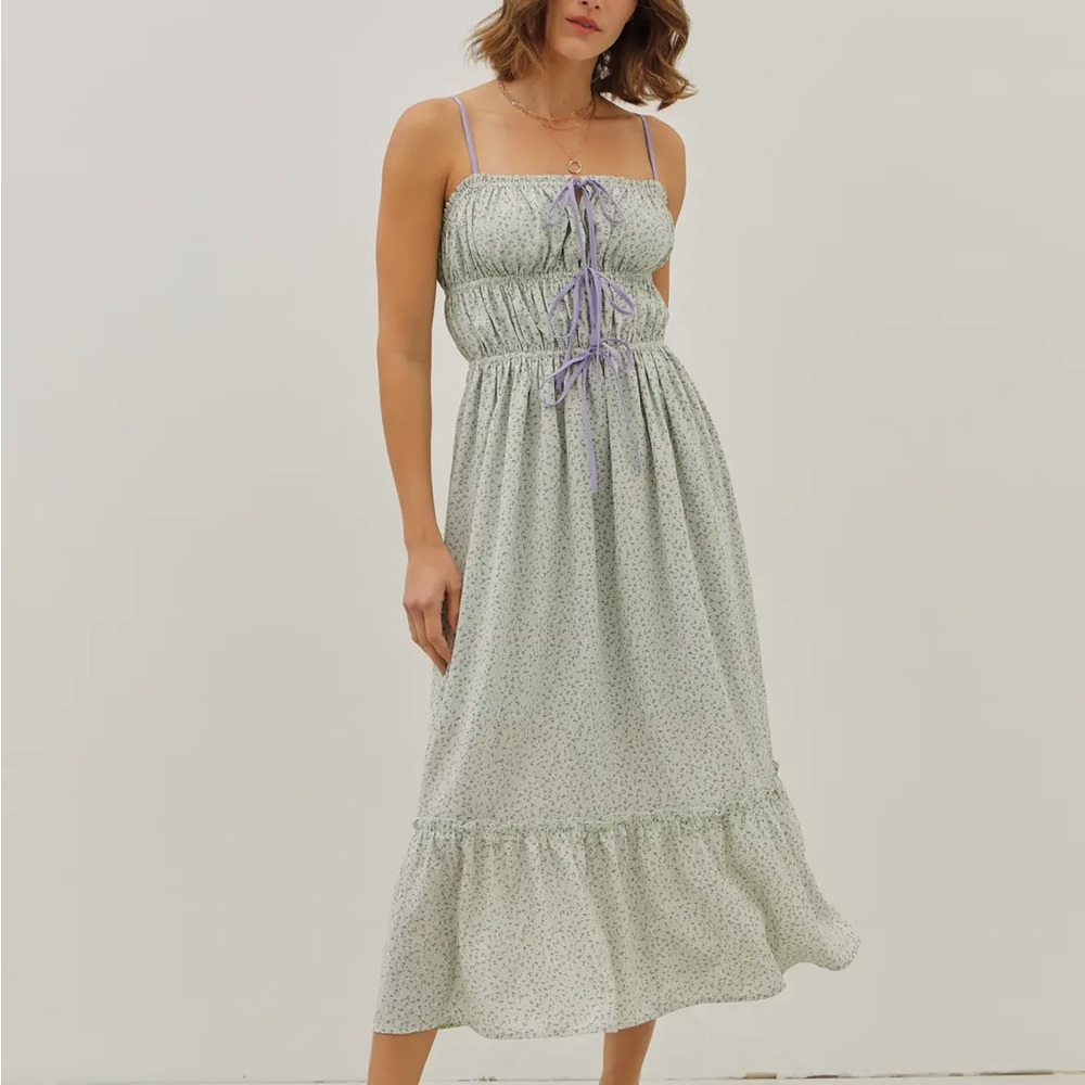Elegant Green Floral Dress